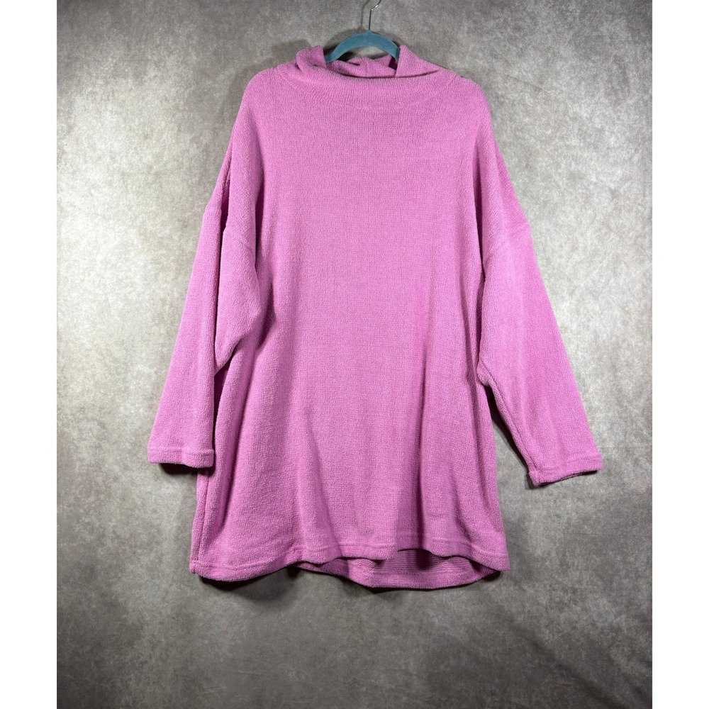 Free People Tunic Women Large Pink FP Beach Ottoman Slouchy Textured Pockets NEW
